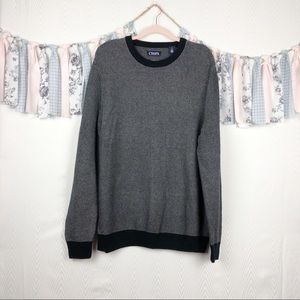 Chaps Gray Blue Knit Grandpa Oversized Sweater